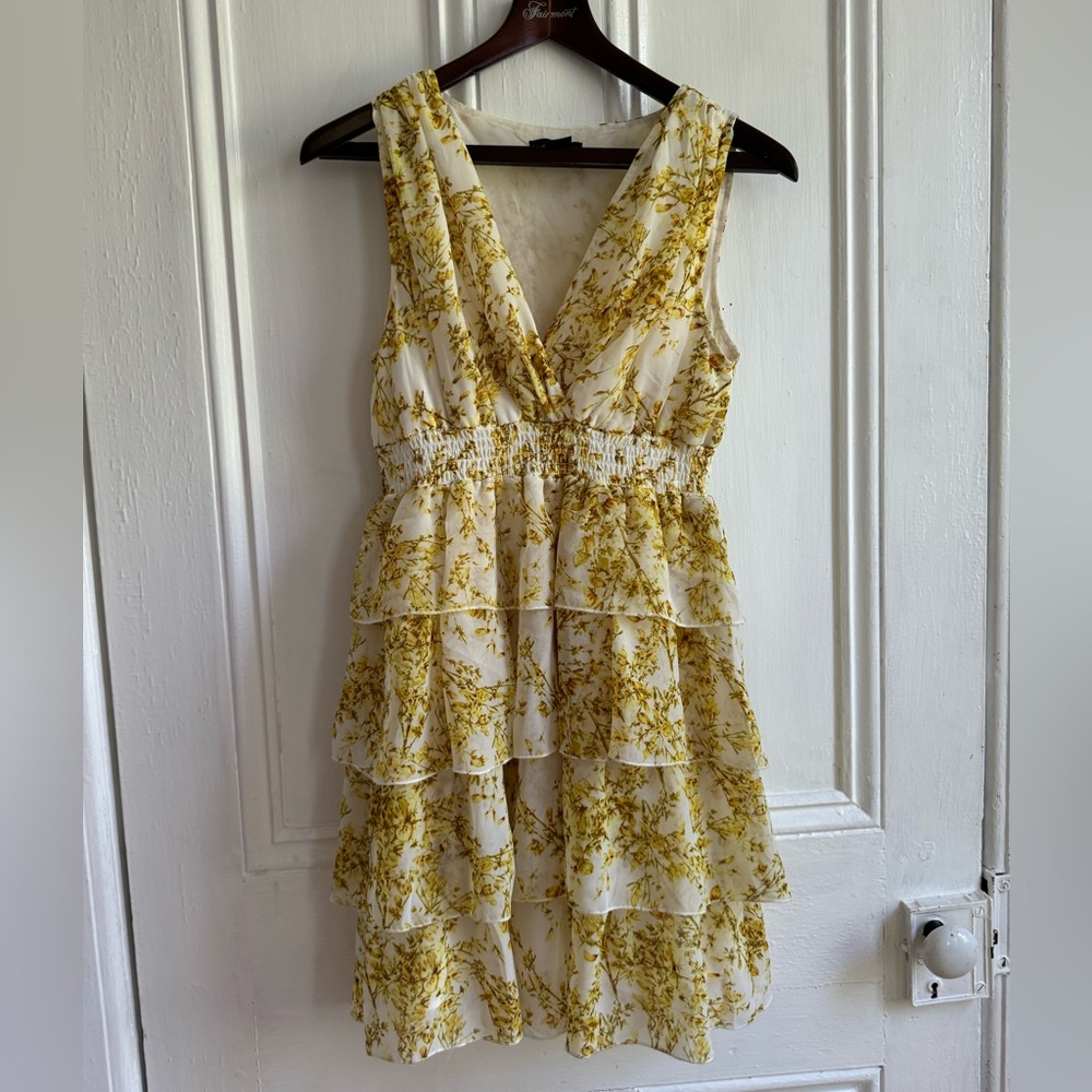 Yellow Floral Tiered Ruffled H&M Dress